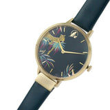 SARA MILLER TAHITI LADIES DARK GREEN LEATHER STRAP LEOPARD DIAL WATCH SA2084