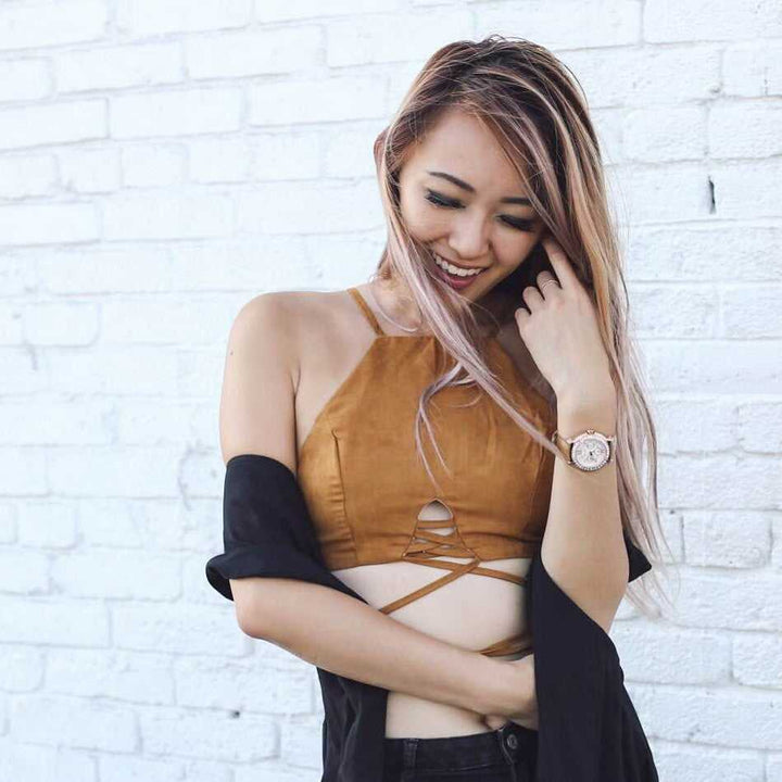 ARIES GOLD ENCHANT ROSA ROSE GOLD STAINLESS STEEL L 1159 RG-W GOLD LEATHER STRAP WOMEN'S WATCH - H2 Hub Watches