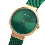 BERING 14531-868 CLASSIC POLISHED ROSE GOLD GREEN MESH STRAP WOMEN'S WATCH