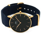 DANIEL WELLINGTON CLASSIC 36 BAYSWATER ROSE GOLD STAINLESS STEEL DW00100281 BLUE NATO STRAP UNISEX WATCH