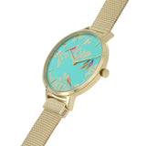 SARA MILLER CHELSEA GREEN DIAL GOLD MESH STRAP WOMEN'S WATCH SA4008