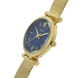 FOSSIL ES5020 CARLIE MINI GOLD BLUE DIAL STAINLESS STEEL MESH BAND WOMEN'S WATCH