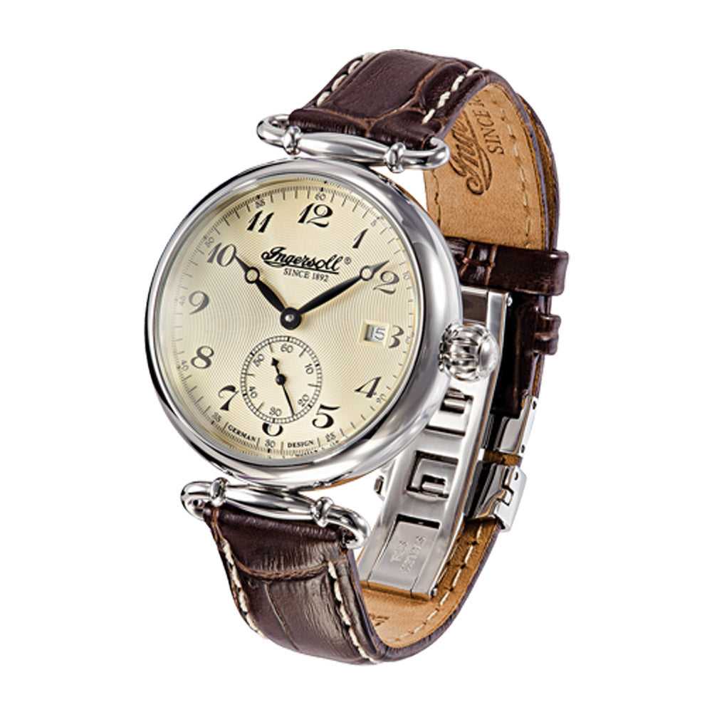 INGERSOLL SANTA MONICA AUTOMATIC SILVER STAINLESS STEEL IN1313CR BROWN LEATHER STRAP LADIES' WATCH - H2 Hub Watches