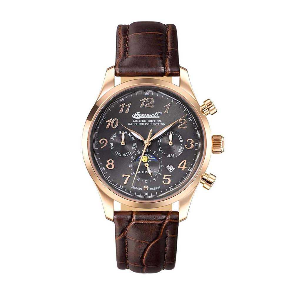 INGERSOLL SANTA ANN II AUTOMATIC ROSE GOLD STAINLESS STEEL IN1420RGU BROWN LEATHER STRAP LADIES' WATCH - H2 Hub Watches