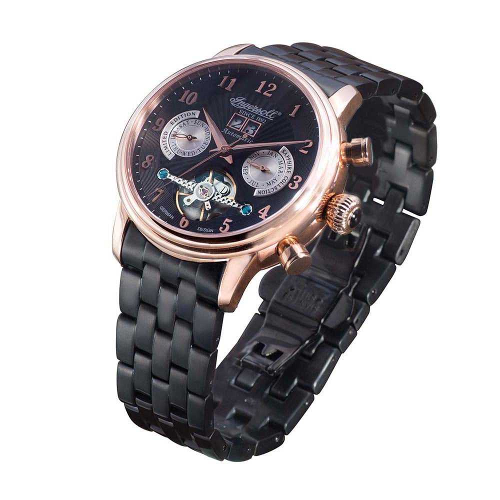 INGERSOLL HARVARD AUTOMATIC SILVER STAINLESS STEEL IN1510RBKM BLACK LEATHER STRAP MEN'S WATCH - H2 Hub Watches