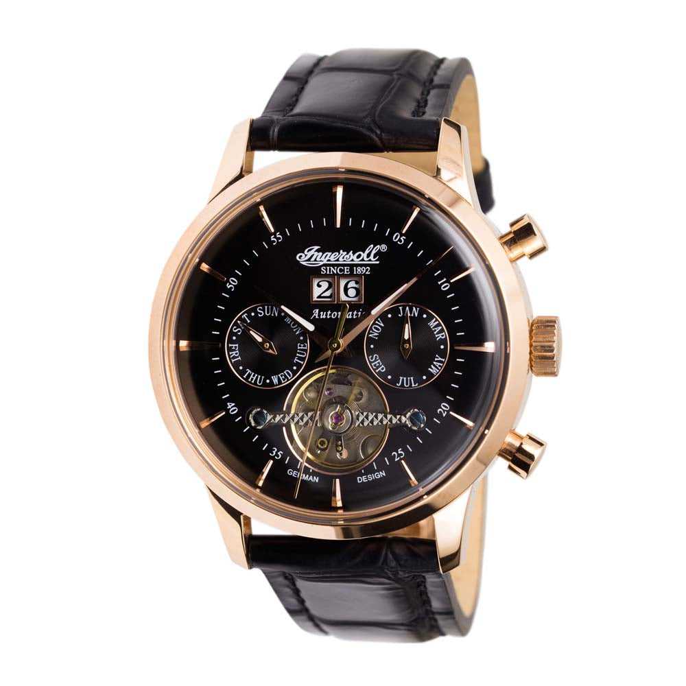INGERSOLL KEARNY AUTOMATIC ROSE GOLD STAINLESS STEEL IN1709RBK BLACK LEATHER STRAP MEN'S WATCH - H2 Hub Watches