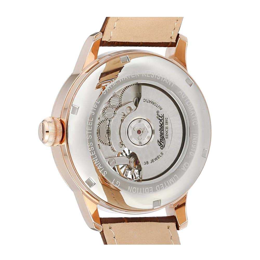 INGERSOLL SAN JOSÉ AUTOMATIC ROSE GOLD STAINLESS STEEL IN2001RWH BROWN LEATHER STRAP MEN'S WATCH - H2 Hub Watches