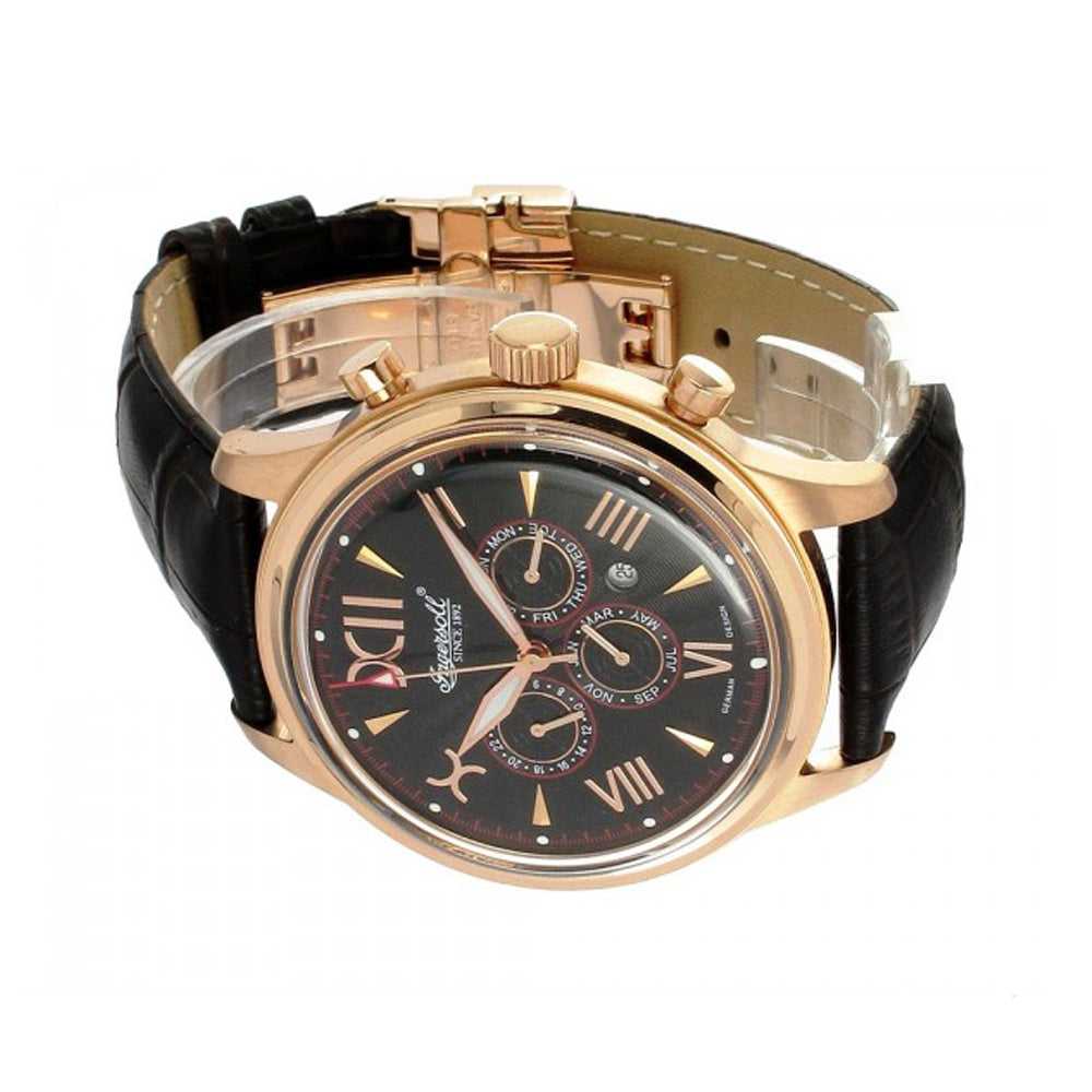 INGERSOLL HAIDA AUTOMATIC ROSE GOLD STAINLESS STEEL IN2810RBK BROWN LEATHER STRAP MEN'S WATCH - H2 Hub Watches
