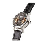 INGERSOLL LAVEL DUAL-BALANCE AUTOMATIC SILVER STAINLESS STEEL IN3109GY BLACK LEATHER STRAP MEN'S WATCH - H2 Hub Watches