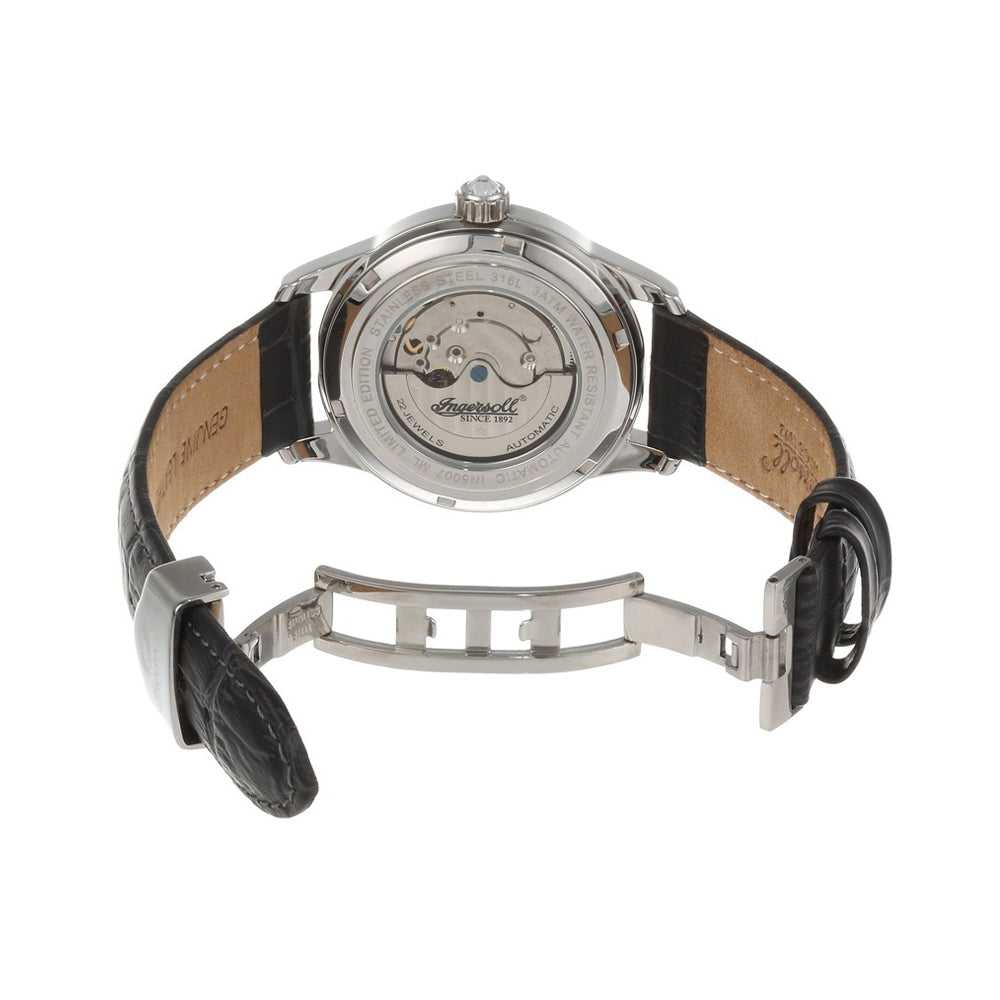 INGERSOLL DESTINY AUTOMATIC SILVER STAINLESS STEEL IN5007GY BLACK LEATHER STRAP LADIES' WATCH - H2 Hub Watches