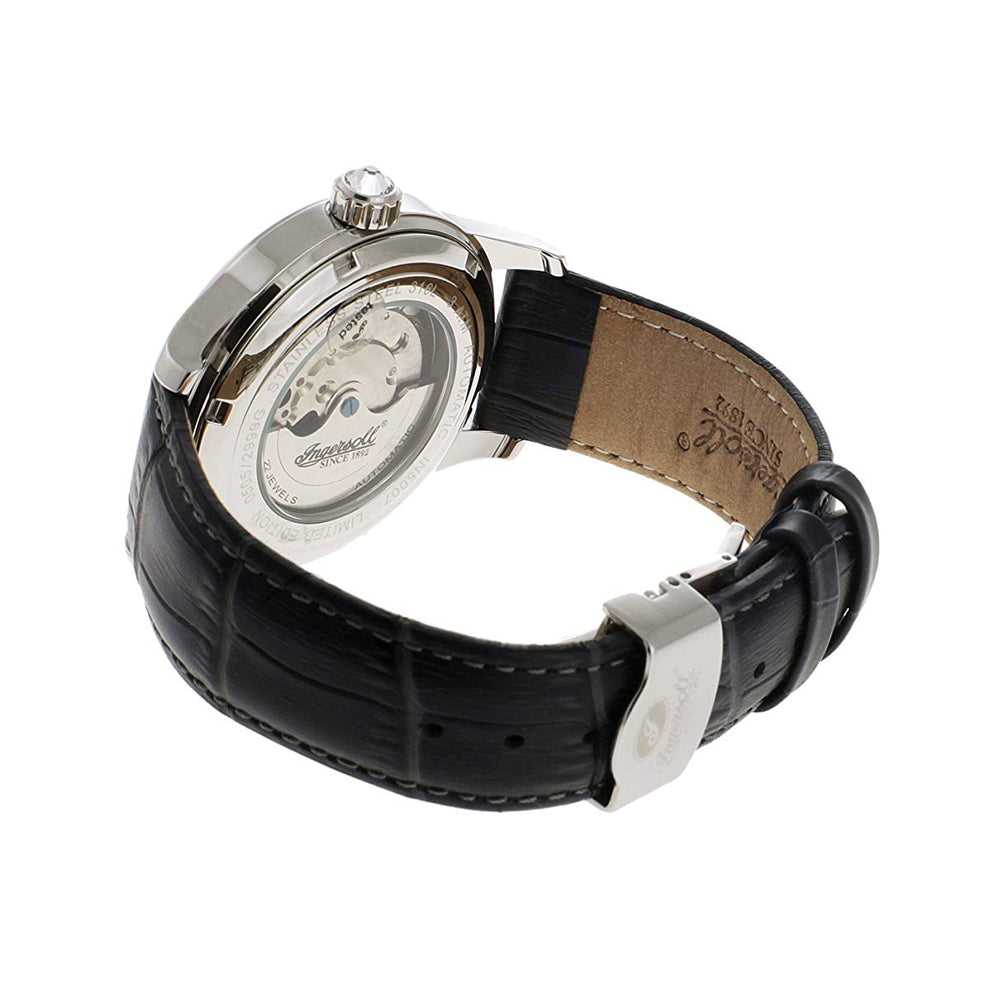 INGERSOLL DESTINY AUTOMATIC SILVER STAINLESS STEEL IN5007GY BLACK LEATHER STRAP LADIES' WATCH - H2 Hub Watches