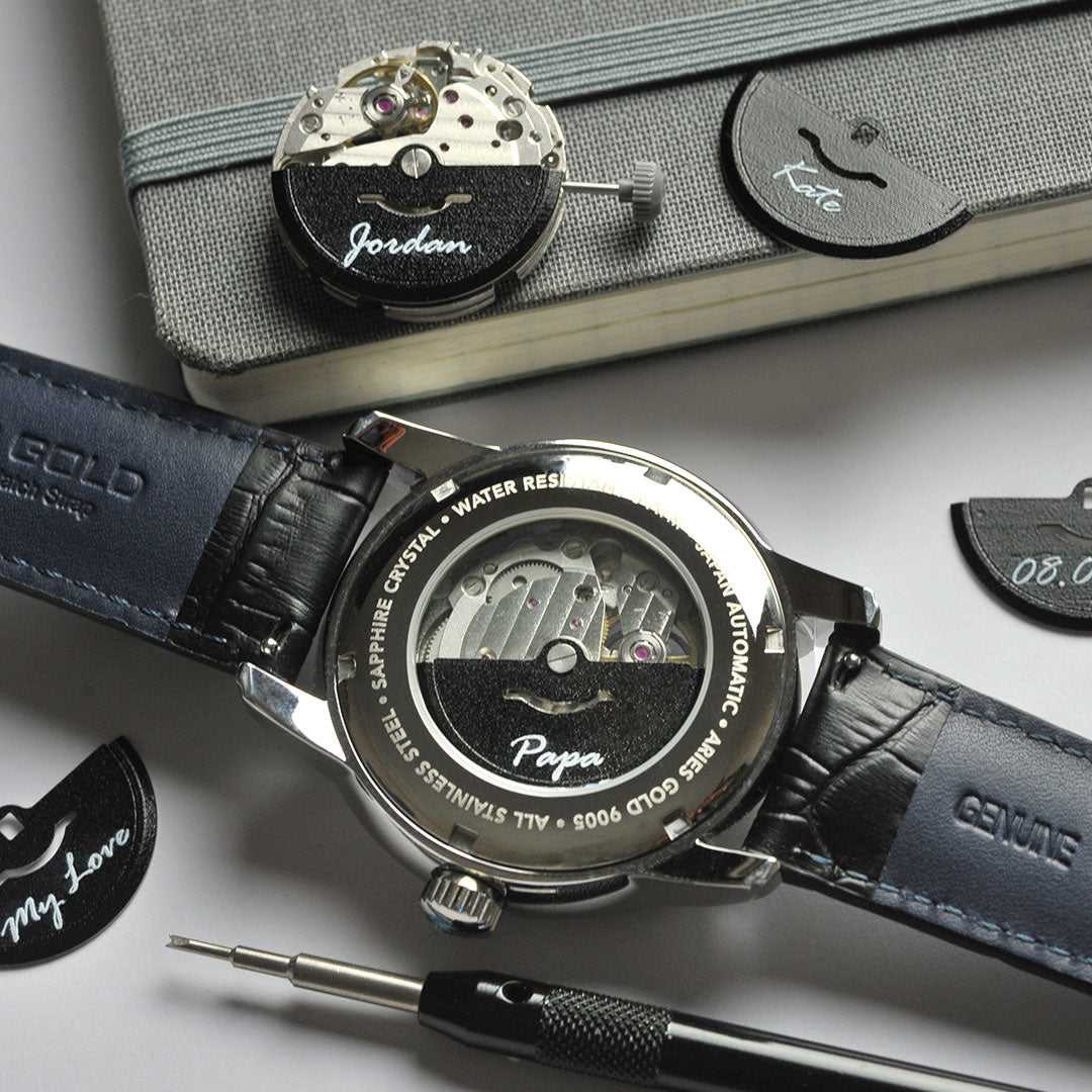 ARIES GOLD AUTOMATIC INFINUM EL TORO SILVER STAINLESS STEEL G 9005 S-S BLACK LEATHER STRAP MEN'S WATCH - H2 Hub Watches
