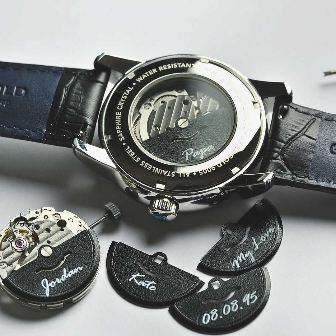 ARIES GOLD AUTOMATIC INFINUM EL TORO SILVER STAINLESS STEEL G 9005 S-S BLACK LEATHER STRAP MEN'S WATCH - H2 Hub Watches