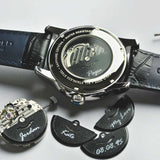 ARIES GOLD AUTOMATIC INFINUM EL TORO SILVER STAINLESS STEEL G 9005 S-S BLACK LEATHER STRAP MEN'S WATCH - H2 Hub Watches