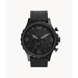 FOSSIL NATE CHRONOGRAPH BLACK STAINLESS STEEL JR1354 LEATHER STRAP MEN'S WATCH