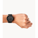 FOSSIL NATE CHRONOGRAPH BLACK STAINLESS STEEL JR1354 LEATHER STRAP MEN'S WATCH