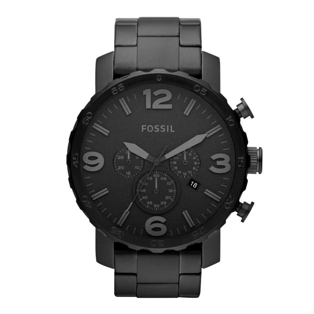 FOSSIL NATE CHRONOGRAPH BLACK STAINLESS STEEL JR1401 MEN'S WATCH - H2 Hub Watches