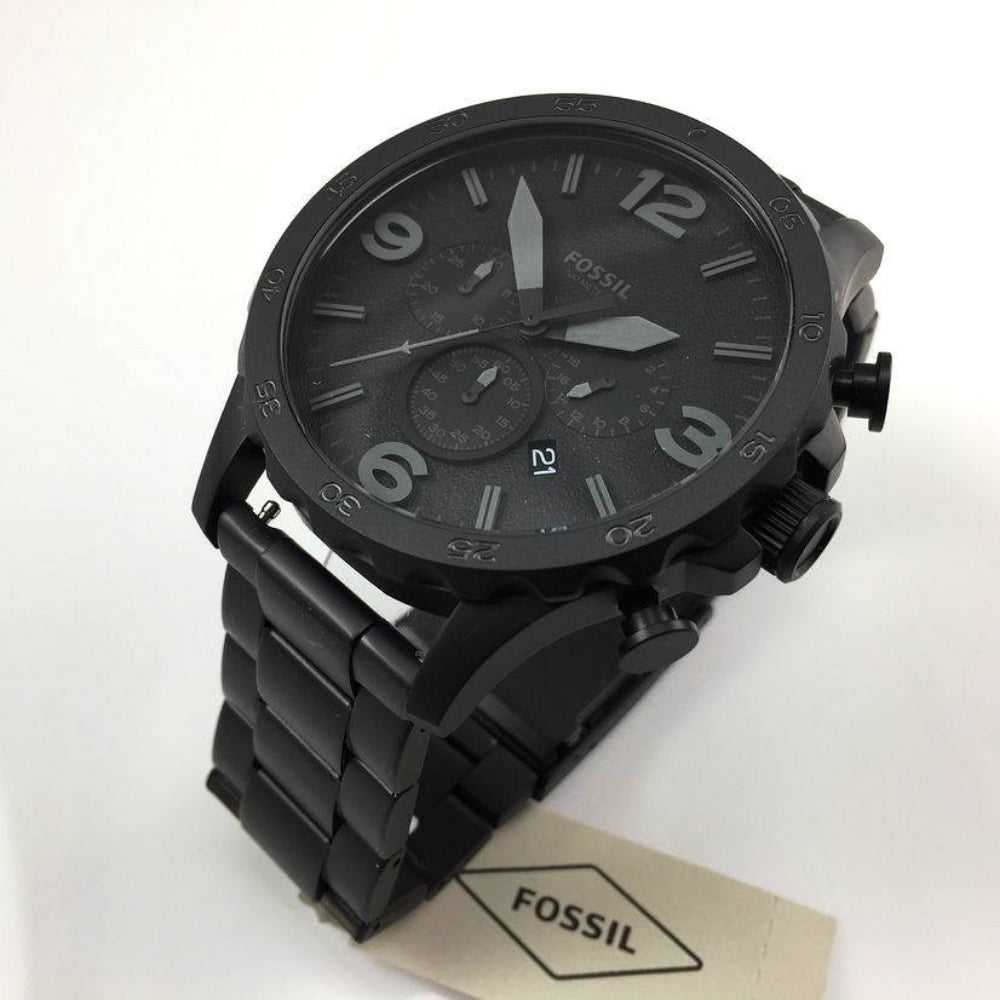 FOSSIL NATE CHRONOGRAPH BLACK STAINLESS STEEL JR1401 MEN'S WATCH - H2 Hub Watches