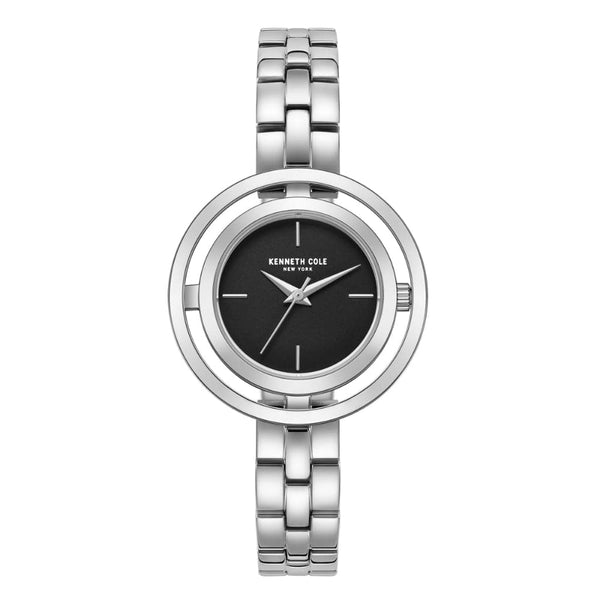 Kenneth Cole Black Dial With Silver Stainless Steel Women Watch KCWLG2237104