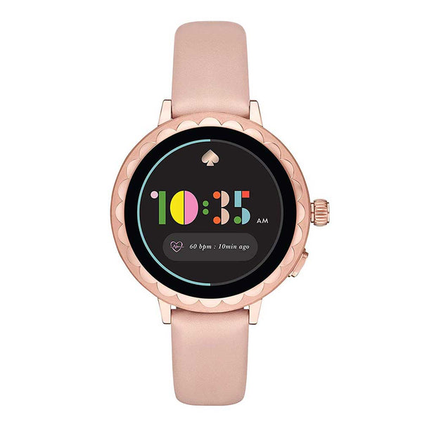 KATE SPADE NEW YORK SCALLOP ROSE GOLD STAINLESS STEEL KST2009 PINK LEATHER TOUCH-SCREEN WOMEN SMARTWATCH - H2 Hub Watches