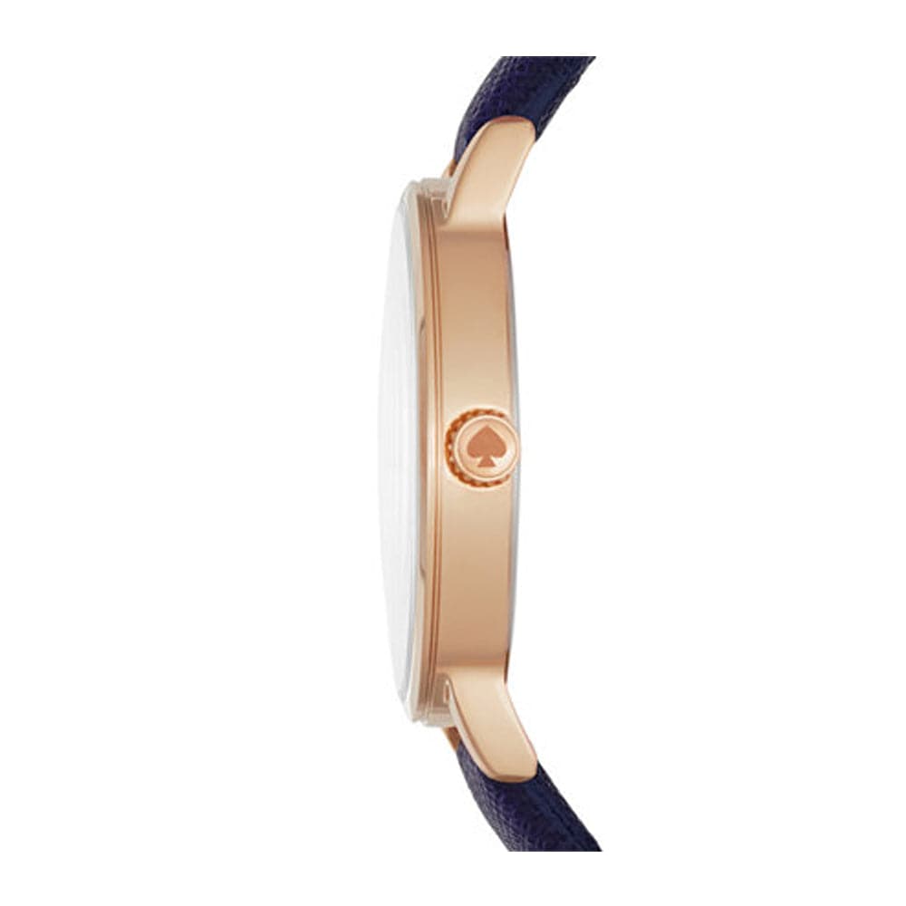 KATE SPADE QUARTZ NEW YORK 5 O'CLOCK METRO GOLD STAINLESS STEEL KSW1040 BLUE LEATHER STRAP WOMEN'S WATCH - H2 Hub Watches