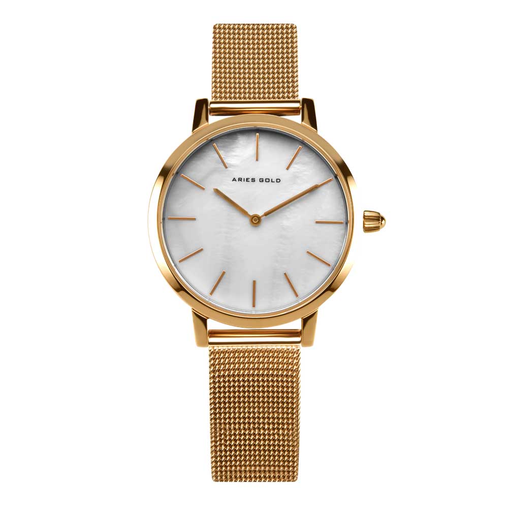 ARIES GOLD COSMO GOLD STAINLESS STEEL L 1024 G-MP MESH STRAP WOMEN'S WATCH - H2 Hub Watches