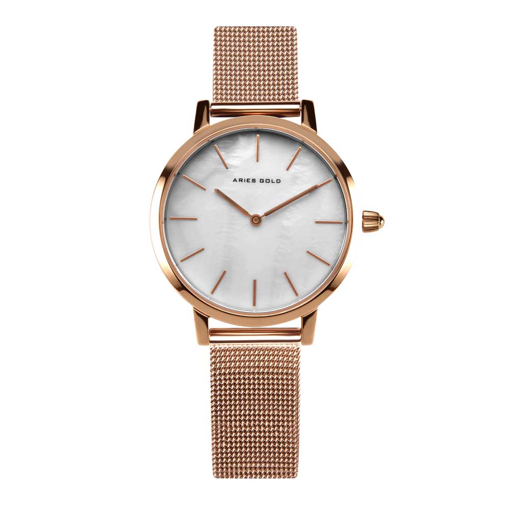 ARIES GOLD COSMO ROSE GOLD STAINLESS STEEL L 1024 RG-MP MESH STRAP WOMEN'S WATCH - H2 Hub Watches