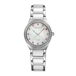 ARIES GOLD ENCHANT SILVER STAINLESS STEEL L 5014Z S-MOP WHITE CERAMIC WOMEN'S WATCH - H2 Hub Watches