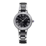 ARIES GOLD ENCHANT CAPELLA SILVER STAINLESS STEEL L 5015Z S-BK BLACK CERAMIC WOMEN'S WATCH - H2 Hub Watches