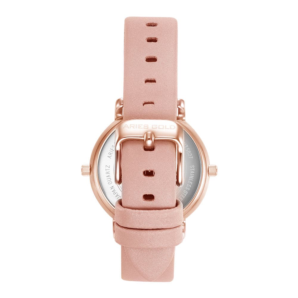 ARIES GOLD WANDERER ROSE GOLD STAINLESS STEEL L 5027 RG-W PINK LEATHER STRAP WOMEN'S WATCH - H2 Hub Watches