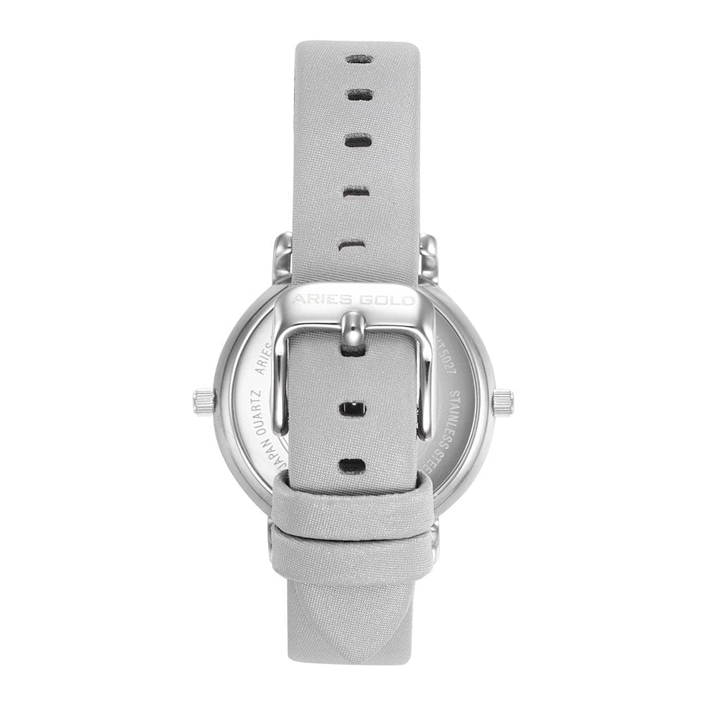 ARIES GOLD WANDERER SILVER STAINLESS STEEL L 5027 S-W GREY LEATHER STRAP WOMEN'S WATCH - H2 Hub Watches