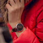 ARIES GOLD ENCHANT LIBERTY ROSE GOLD STAINLESS STEEL L 5031 RG-BK-L BROWN LEATHER STRAP WOMEN'S WATCH - H2 Hub Watches