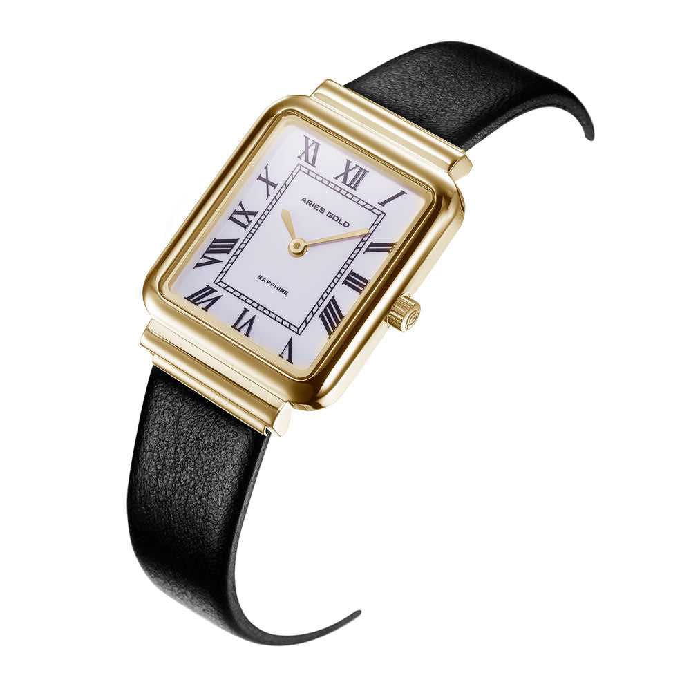 ARIES GOLD ENCHANT ISABELLA GOLD STAINLESS STEEL L 5032Z G-W-L LEATHER STRAP WOMEN'S WATCH - H2 Hub Watches