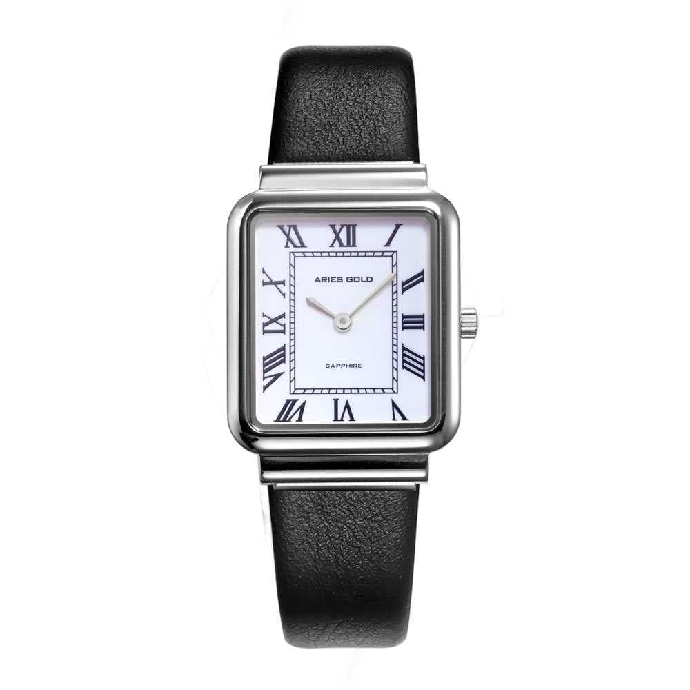 ARIES GOLD ENCHANT ISABELLA SILVER STAINLESS STEEL L 5032Z S-W-L LEATHER STRAP WOMEN'S WATCH - H2 Hub Watches