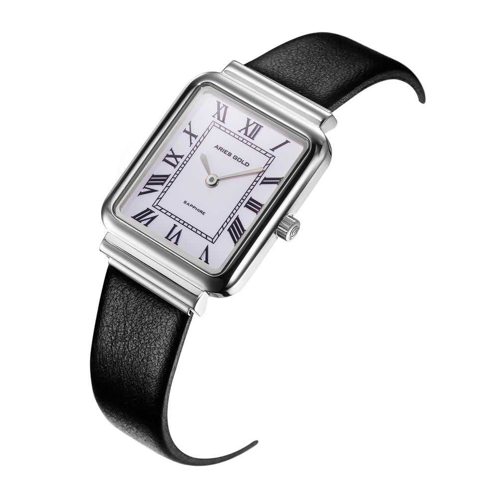 ARIES GOLD ENCHANT ISABELLA SILVER STAINLESS STEEL L 5032Z S-W-L LEATHER STRAP WOMEN'S WATCH - H2 Hub Watches