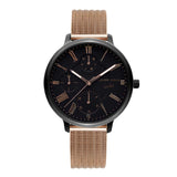 ARIES GOLD VOYAGE BLACK STAINLESS STEEL L 5034 BK-BK ROSE GOLD MESH STRAP WOMEN'S WATCH - H2 Hub Watches