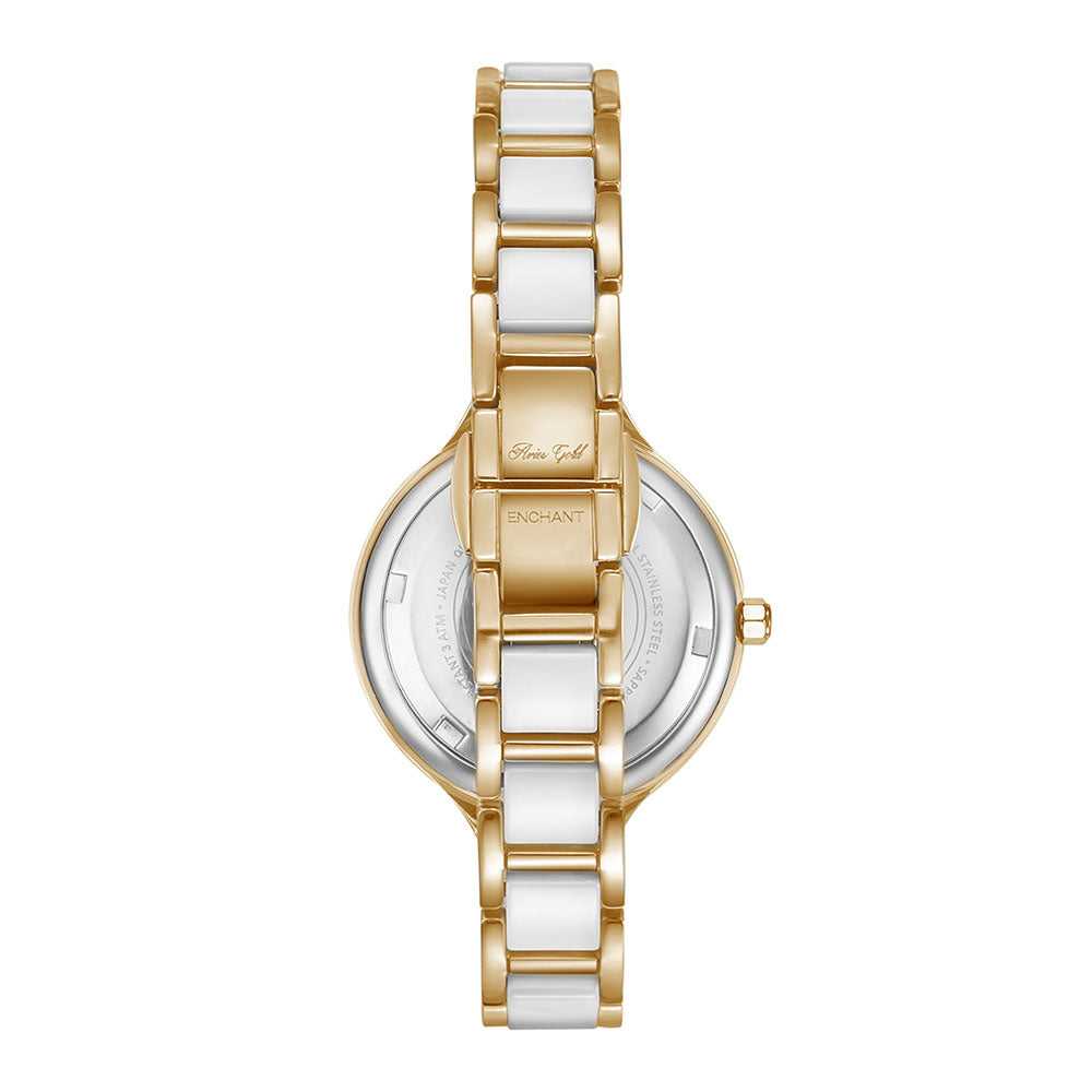 ARIES GOLD ENCHANT GOLD STAINLESS STEEL  L 5036Z G-W WHITE CERAMIC WOMEN'S WATCH - H2 Hub Watches