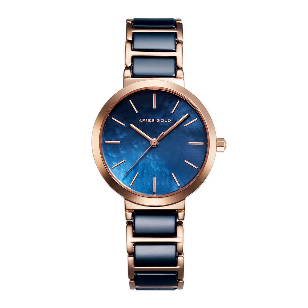 ARIES GOLD ENCHANT L 5037Z RG-BU BLUE CERAMIC WOMEN'S WATCH - H2 Hub Watches
