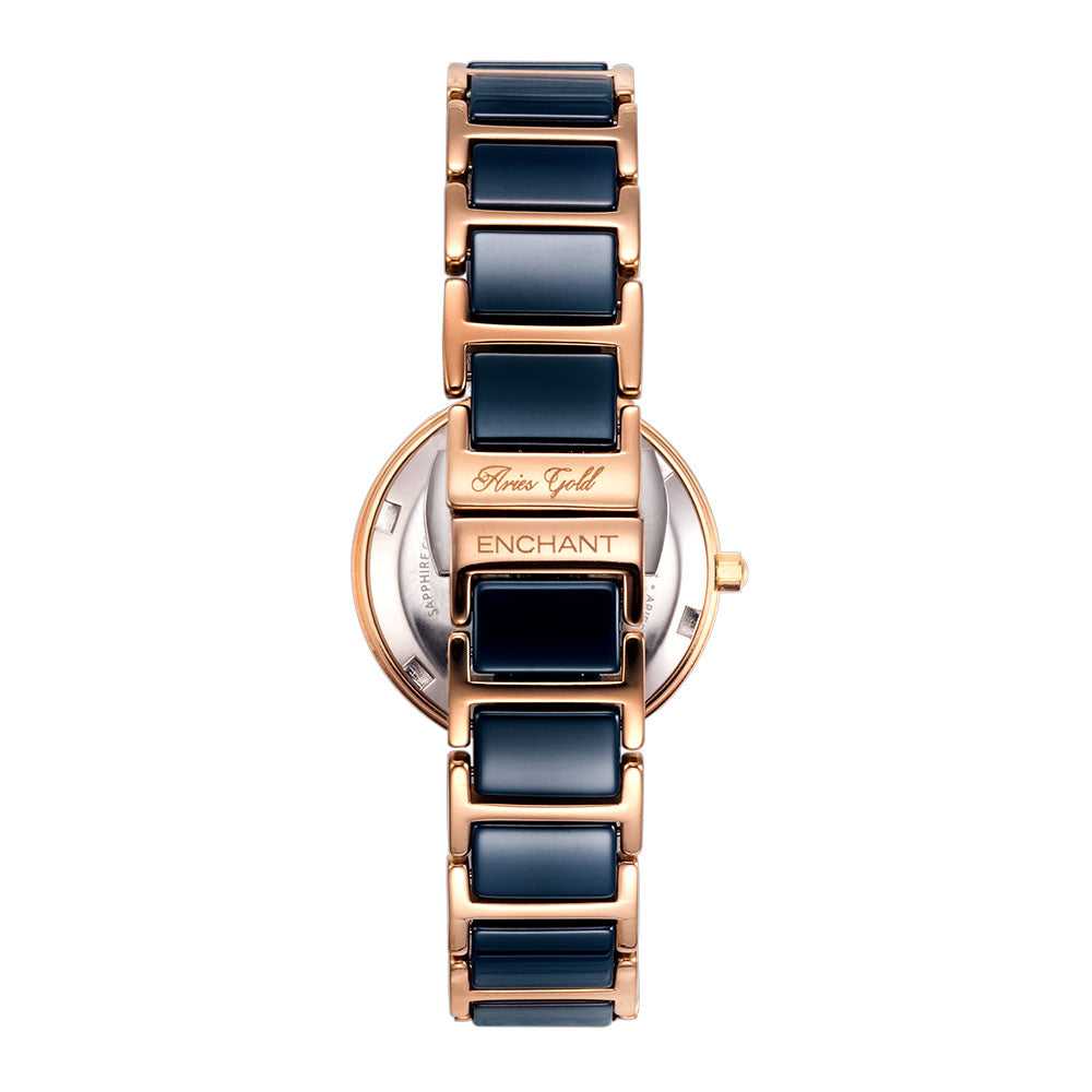 ARIES GOLD ENCHANT L 5037Z RG-BU BLUE CERAMIC WOMEN'S WATCH - H2 Hub Watches