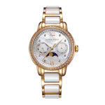 ARIES GOLD ENCHANT LUNA GOLD STAINLESS STEEL L 58010L G-MP WHITE CERAMIC WOMEN'S WATCH - H2 Hub Watches
