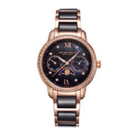 ARIES GOLD ENCHANT LUNA ROSE GOLD STAINLESS STEEL L 58010L RG-BKMP BLACK CERAMIC WOMEN'S WATCH - H2 Hub Watches