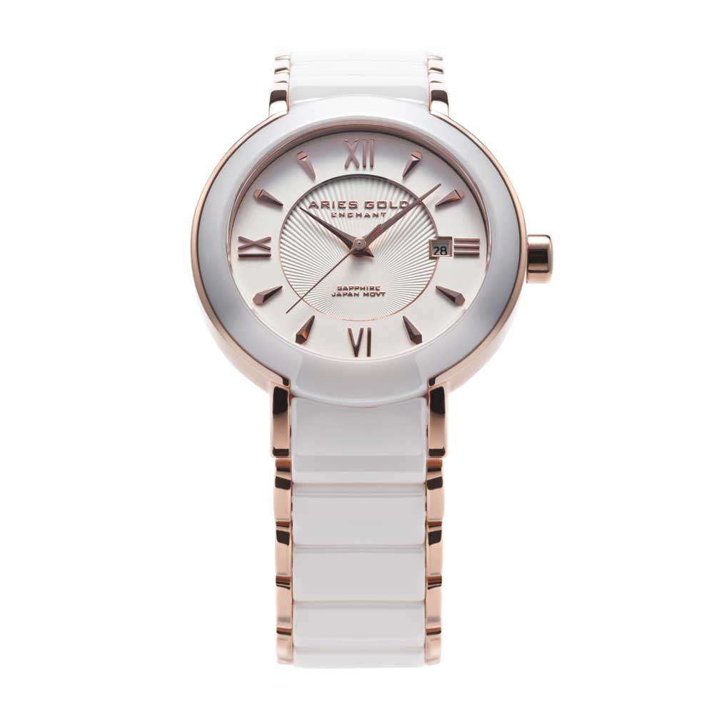 ARIES GOLD ENCHANT LUMINA ROSE GOLD L 8146L RD-WHITE WHITE CERAMIC WOMEN'S WATCH - H2 Hub Watches