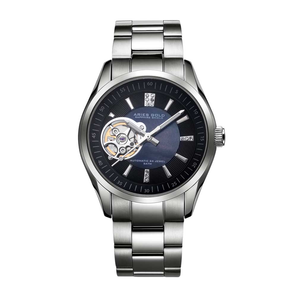 ARIES GOLD AUTOMATIC INSPIRA SILVER STAINLESS STEEL L 9003 S-BKMOP WOMEN'S WATCH - H2 Hub Watches