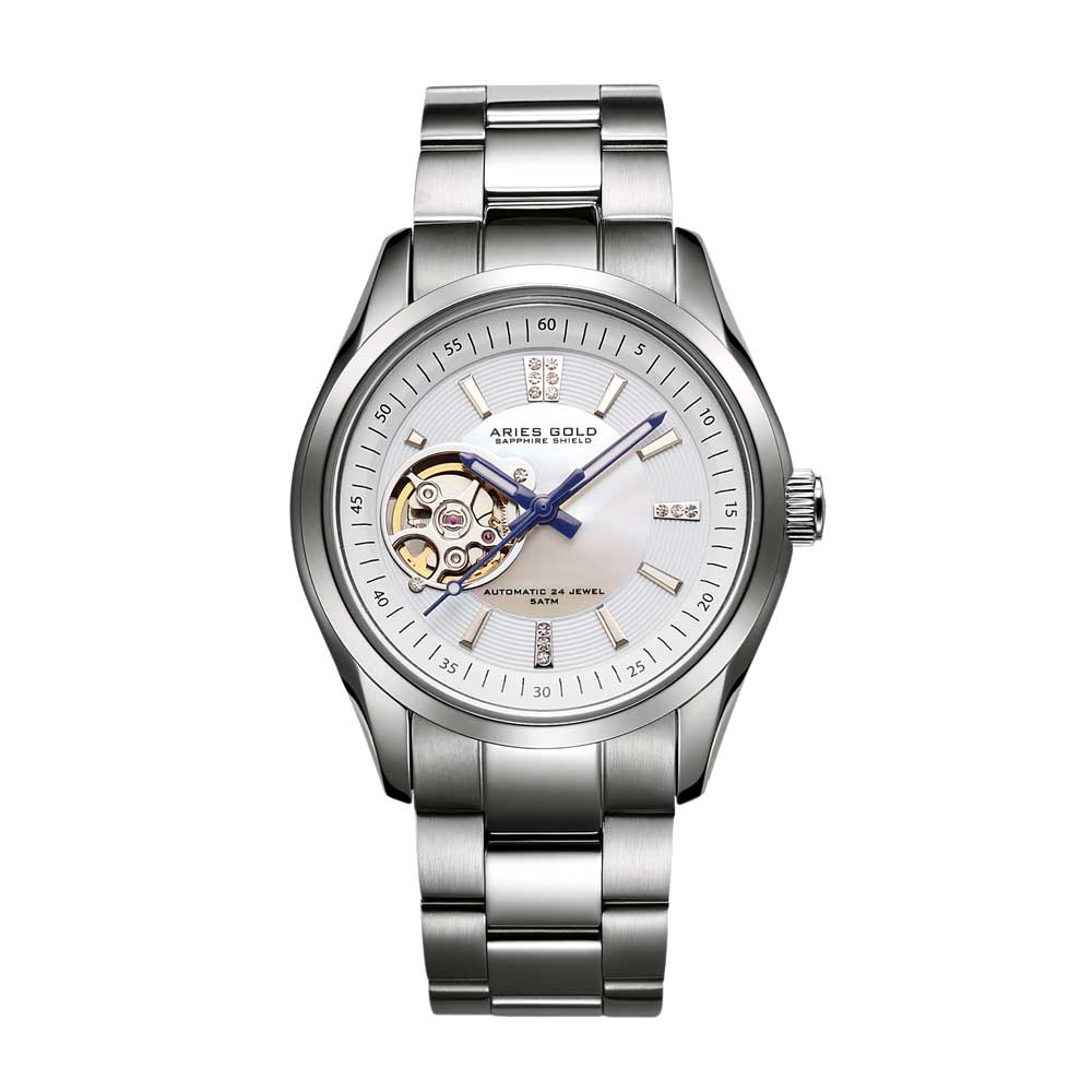 ARIES GOLD AUTOMATIC INSPIRA SILVER STAINLESS STEEL L 9003 S-WMOP WOMEN'S WATCH - H2 Hub Watches