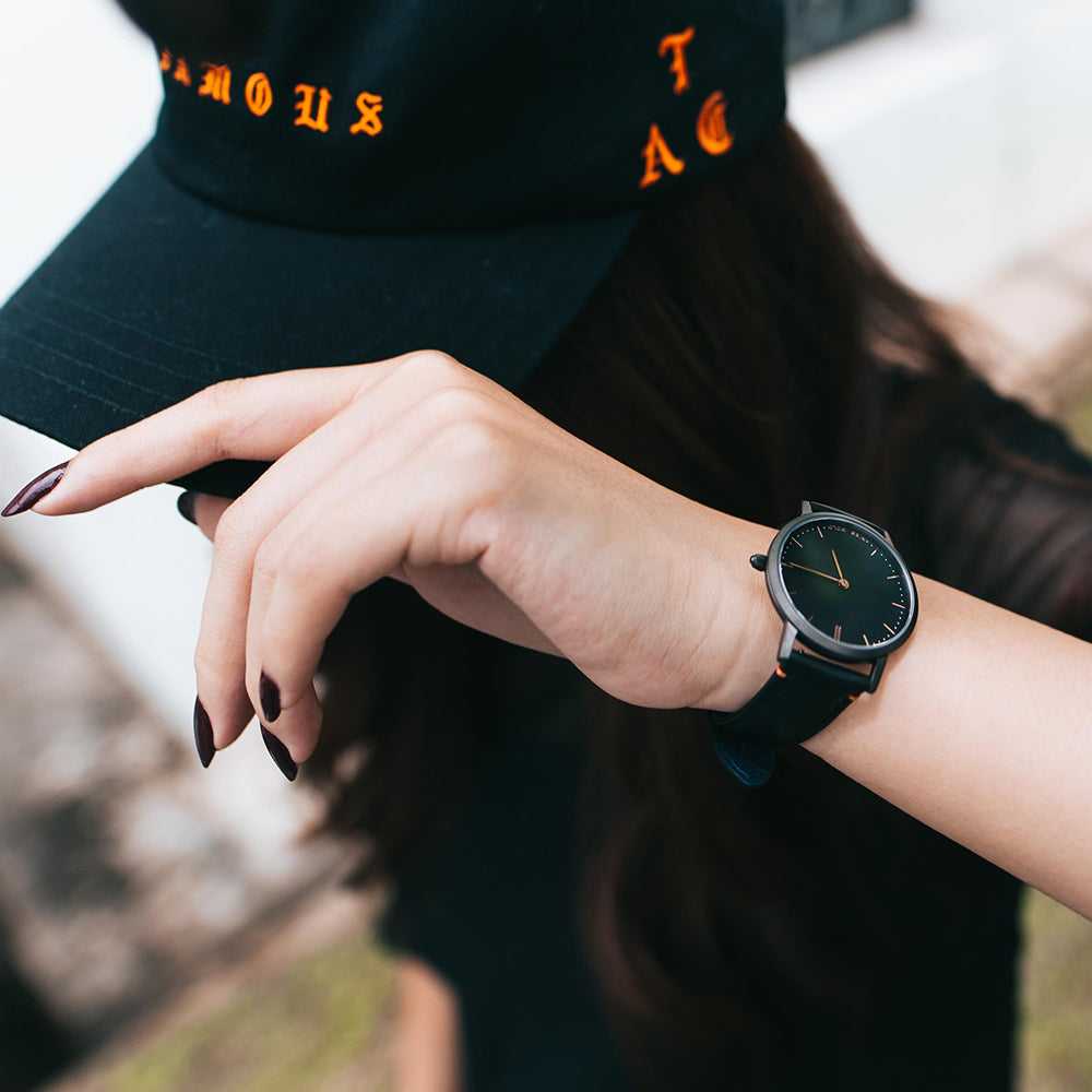 ARIES GOLD URBAN TANGO BLACK STAINLESS STEEL L 1008 BK-BK LEATHER STRAP WOMEN'S WATCH - H2 Hub Watches