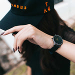 ARIES GOLD URBAN TANGO BLACK STAINLESS STEEL L 1008 BK-BK LEATHER STRAP WOMEN'S WATCH - H2 Hub Watches