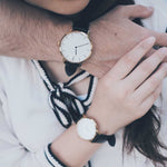 ARIES GOLD URBAN TANGO GOLD STAINLESS STEEL L 1008 G-W BLACK LEATHER STRAP WOMEN'S WATCH - H2 Hub Watches