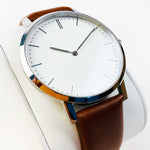 ARIES GOLD URBAN TANGO SILVER STAINLESS STEEL L 1008 S-W BROWN LEATHER STRAP WOMEN'S WATCH - H2 Hub Watches
