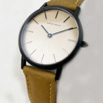 ARIES GOLD URBAN SANTOS BLACK STAINLESS STEEL L 1023 BK-BEI BROWN LEATHER STRAP WOMEN'S WATCH - H2 Hub Watches