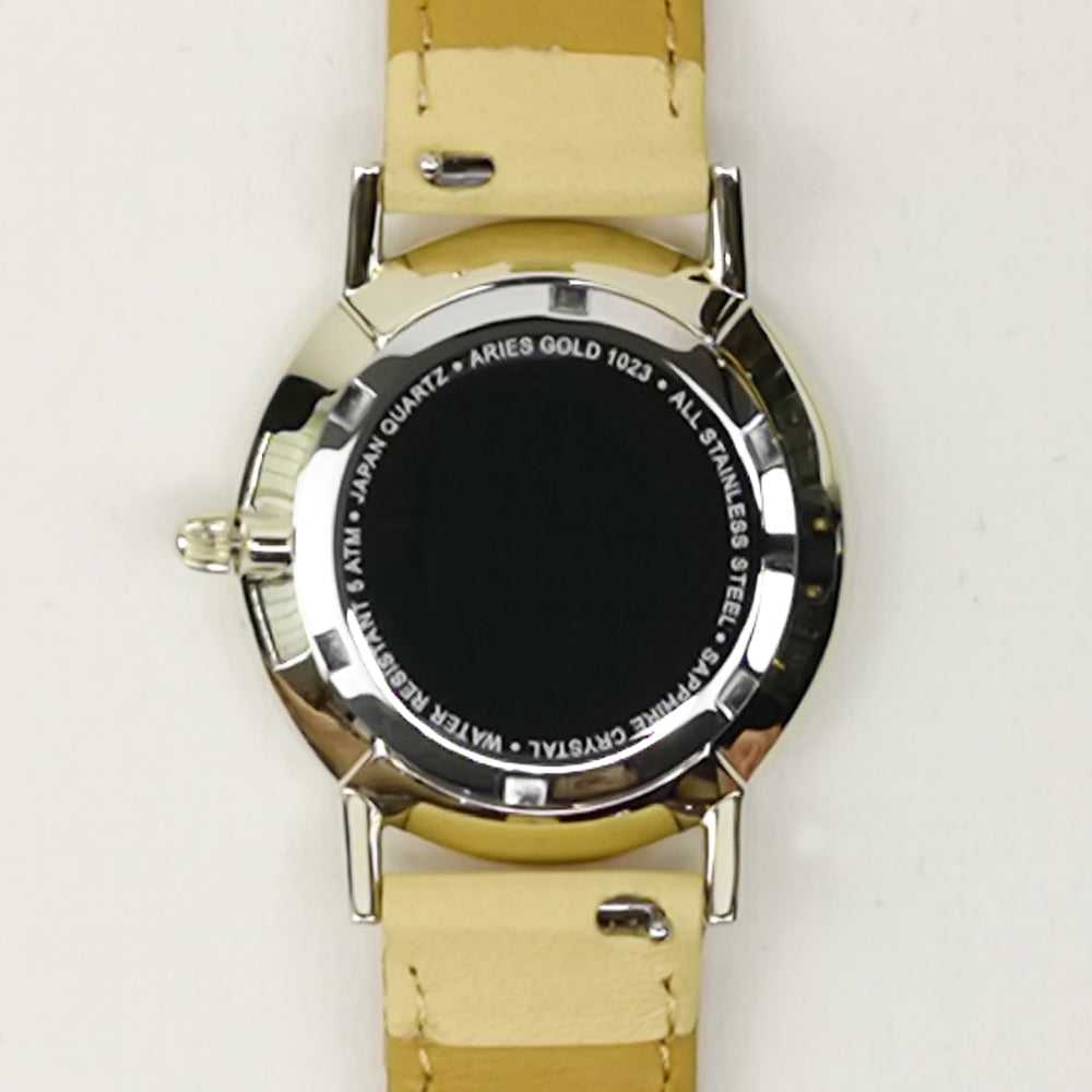 ARIES GOLD URBAN SANTOS GOLD STAINLESS STEEL L 1023 G-G LEATHER STRAP WOMEN'S WATCH - H2 Hub Watches